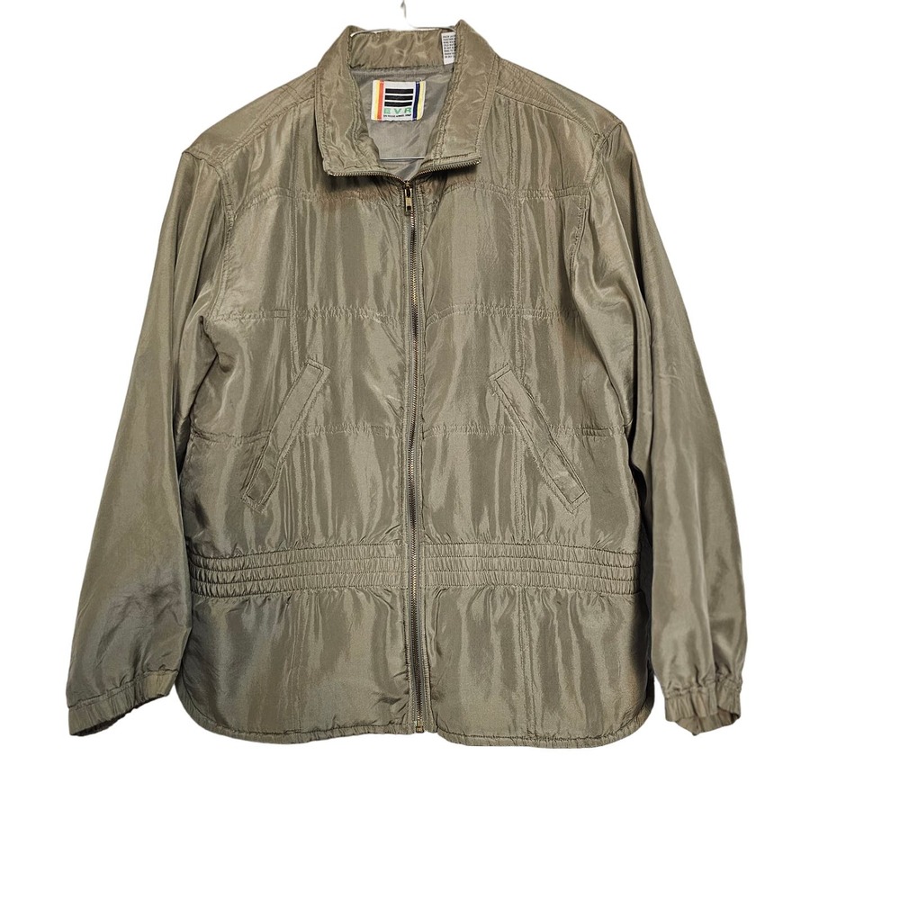 Vintage  EVR 100% Silk Jogging ‎ Suit   Green Size M * Read